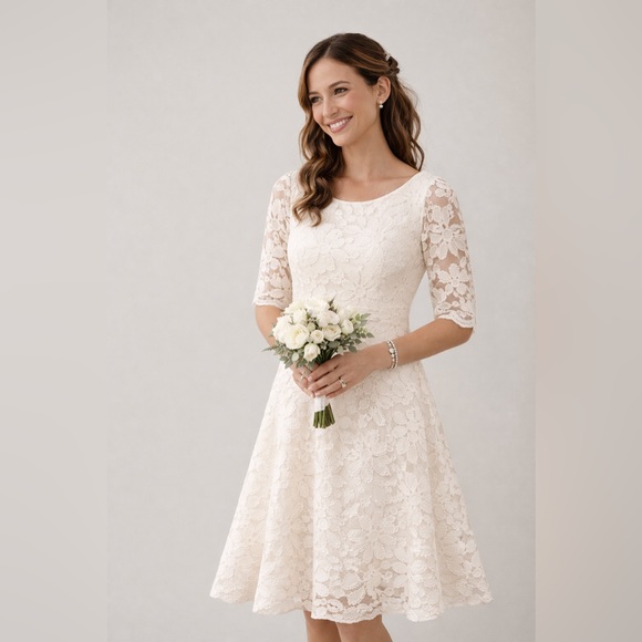 Wedding Season Ready! Rabbit Rabbit Rabbit Size 8 Ivory Lace Dress! - Picture 2 of 8